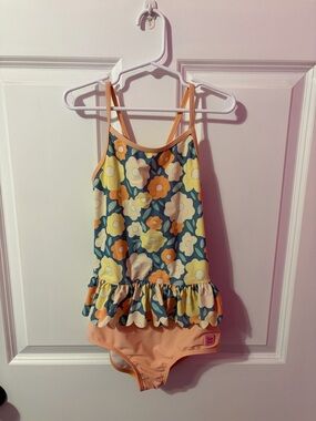 Ruffle Butts Pink and Peach Girls' Swimsuit
